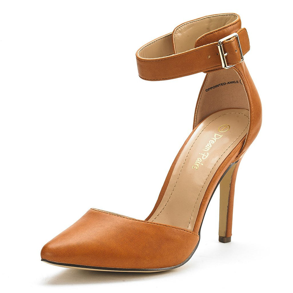 DREAM PAIRS Oppointed-Ankle Zapatos de Punta pie Tobillo Correa D'Orsay Tacón Alto Estilete Pump para Mujer